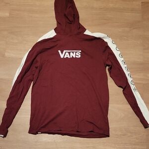 Vans Maroon Hoodie with Cream Sleeves